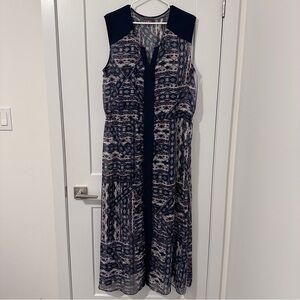 Vince Camuto Blue Purple Tribal Print Sheet Maxi Dress With Slip Size XL Women’s